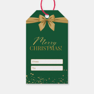 Joyeux Noël salutation verte or rouge étiquette ca