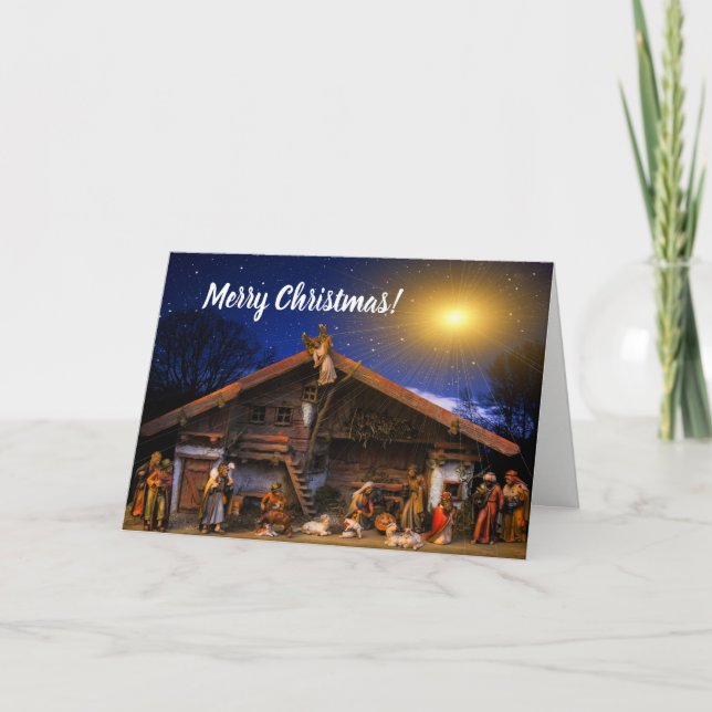 Joyeux Noël, Scène de Nativité, carte personnalisé (Devant)