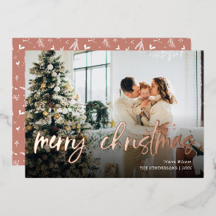 Joyeux Noël Script Photo Foil Carte de vacances