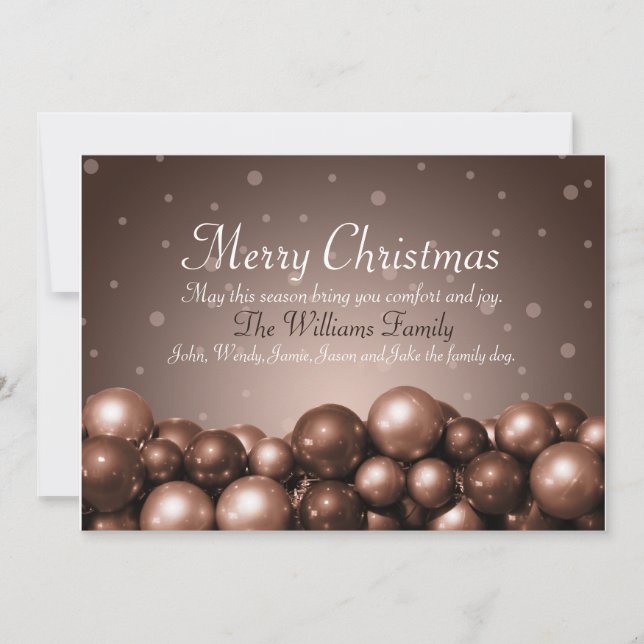 Joyeux Noël Sepia Tone Ornements Carte Plat (Devant)