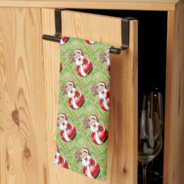 Joyeux Noël Serviettes de cuisine Teddy Ours (Pliage en tiers)