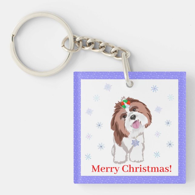 Joyeux Noël Shih Tzu Avec Flocon De Neige (Devant)