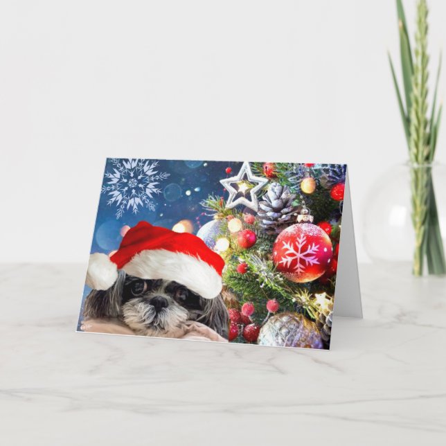 Joyeux Noël Shih Tzu Carte de voeux (Devant)