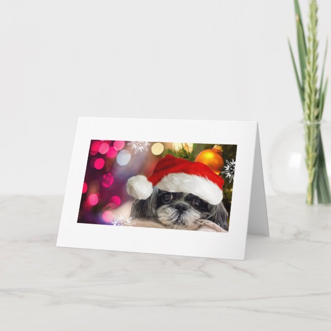 Joyeux Noël Shih Tzu Carte de voeux (Devant)
