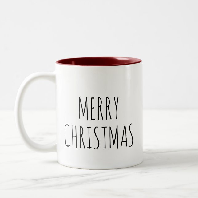 Joyeux Noël Simple à deux tons café Mug (Gauche)