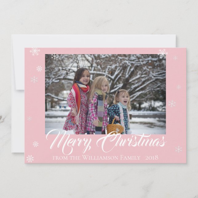 Joyeux Noël Snowflakes Carte photo de vacances (Devant)