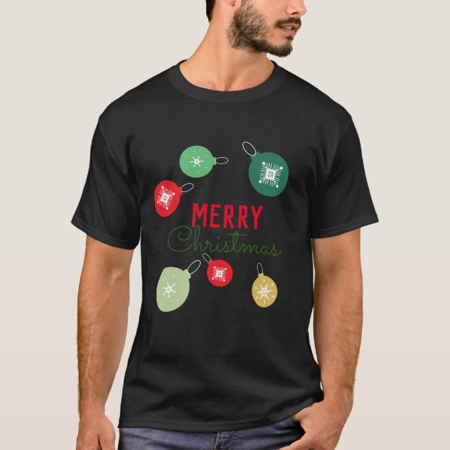 Joyeux Noël Snowflakes Ornament T-shirt noir (Devant)