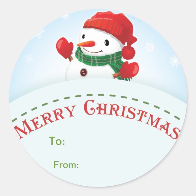 Joyeux Noël Snowman étiquette cadeau Sticker (Devant)
