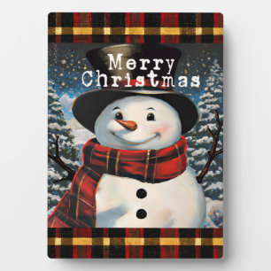 Joyeux Noël Snowman Tabletop Plaque avec Easel