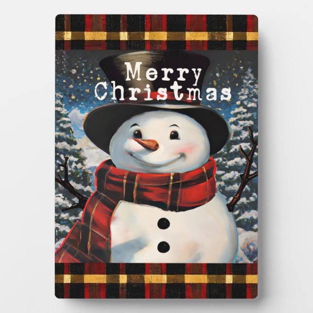 Joyeux Noël Snowman Tabletop Plaque avec Easel (Devant)