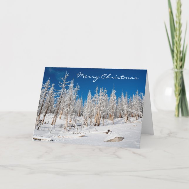 Joyeux Noël, Snowy Trees, Carte de vacances (Devant)