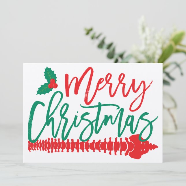 Joyeux Noël Spine Holly Chiropratique Carte Plat (Debout devant)