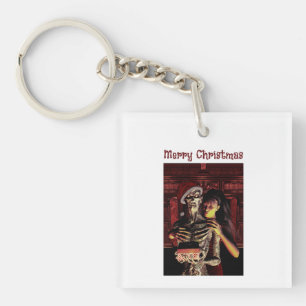 Joyeux Noël. Squelette drôle avec femme