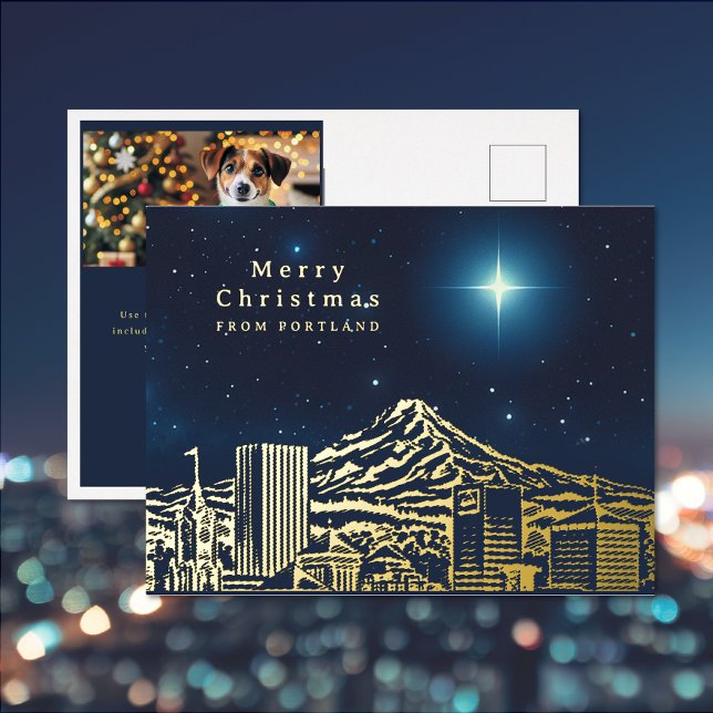 Joyeux Noël Star Ajouter Photo Foil Carte postale (Merry Christmas Star Add Photo Foil Post Card (front and back))