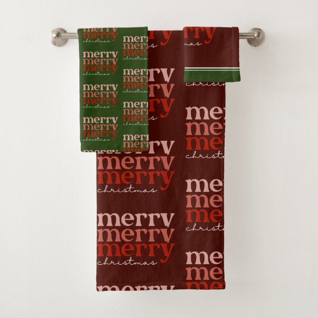 Joyeux Noël Texte Salutation Rouge et Motif vert (En situation)