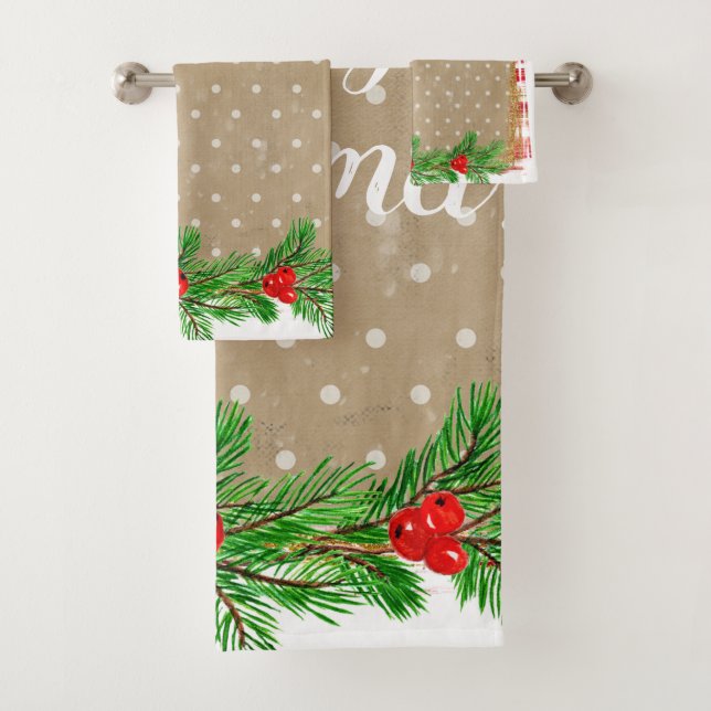 Joyeux Noël tressé Pois et Holly Shower Cu (En situation)
