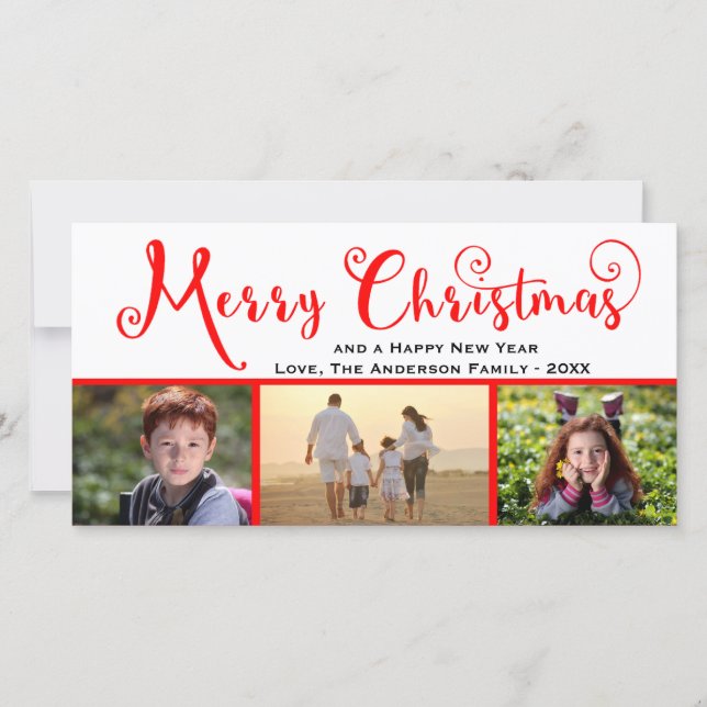 Joyeux Noël Trois Script photo - Carte photo (Devant)