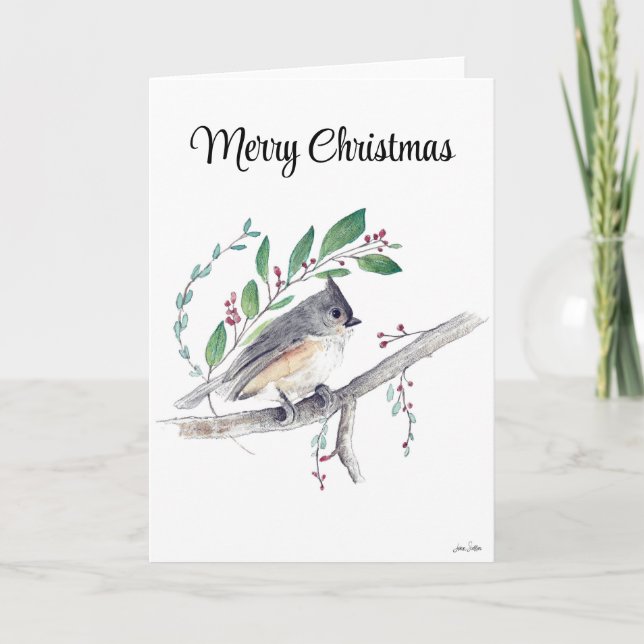 Joyeux Noël Tufé Titsouris Bird Carte de vacances (Devant)