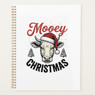 Joyeux Noël Vache Chapeau de Père Noël Gravure Vin