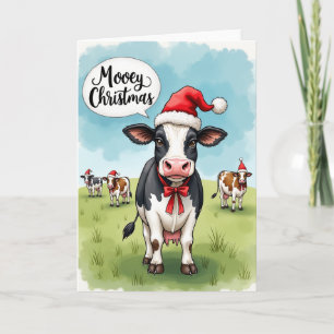 Joyeux Noël Vache Jeu de Mots Drôle Carte de Vœux