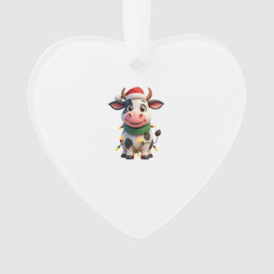 Joyeux Noël Vache Père Noël Lumières de Noël Vache
