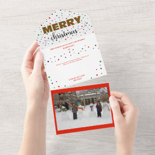 Joyeux Noël Vert Rouge rayé Stars Carte