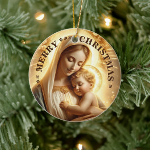Joyeux Noël Vierge Marie Ornement en céramique