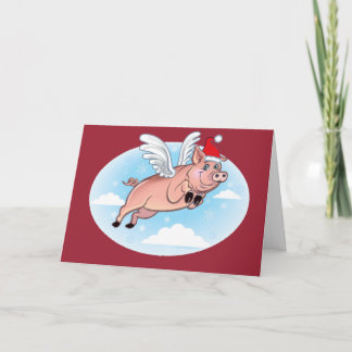 Joyeux Noël Volying cochon Carte de voeux