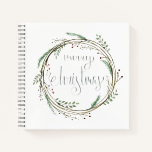 Joyeux Noël Watercolor Wreath Journal