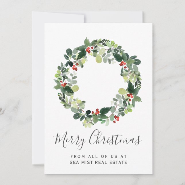 Joyeux Noël Wreath carte d'entreprise avec logo (Devant)