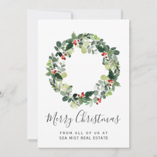 Joyeux Noël Wreath carte d'entreprise avec logo