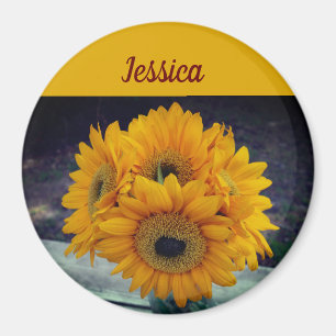Joyeux nom personnalisé Sunflower Magnet