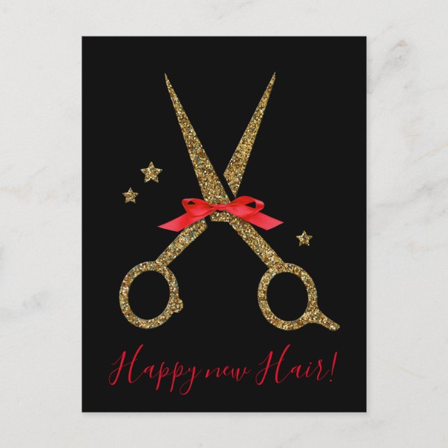 Joyeux nouveau Cheveux ! - Carte Golden parties sc (Devant)