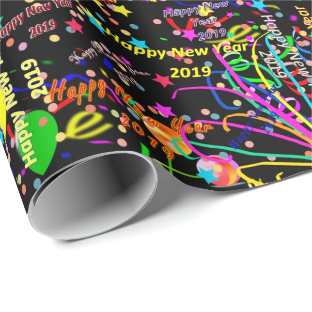 Joyeux Nouvel An 2019 Papier Enveloppement Cadeau (Coin rond)