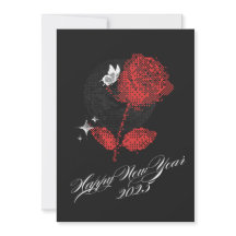 JOYEUX NOUVEL AN 2025 Carte rose rouge