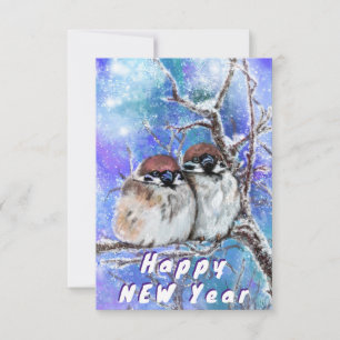 Joyeux Nouvel An Carte Éperons Couple En Hiver