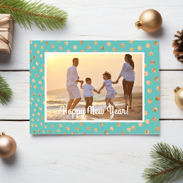 Joyeux Nouvel An Carte photo Tropical Turquoise Go