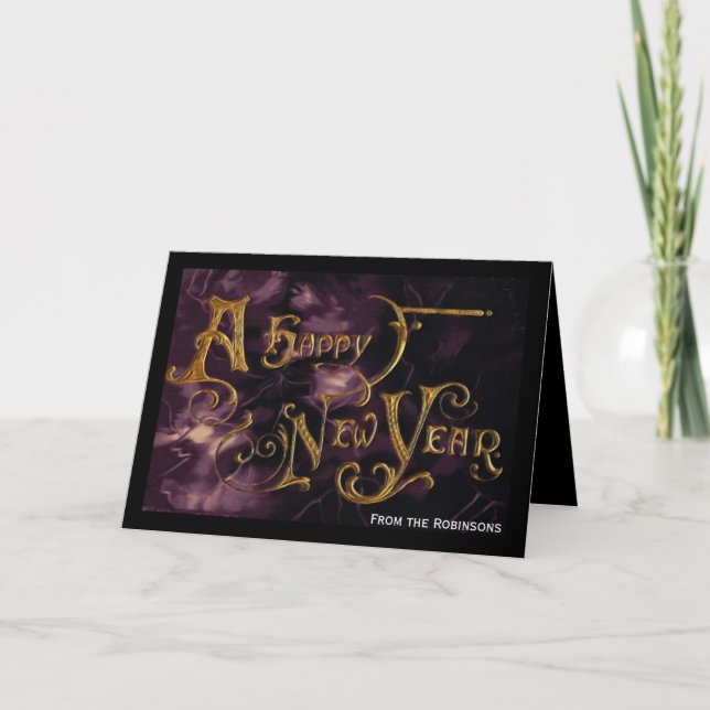 Joyeux Nouvel An Cartes de voeux violet profond (Devant)