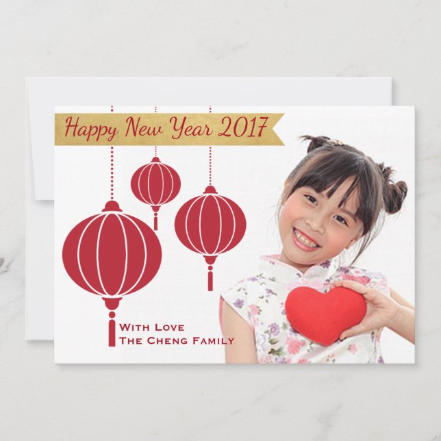 Joyeux Nouvel An Chinois Editable Carte photo de v (Devant)