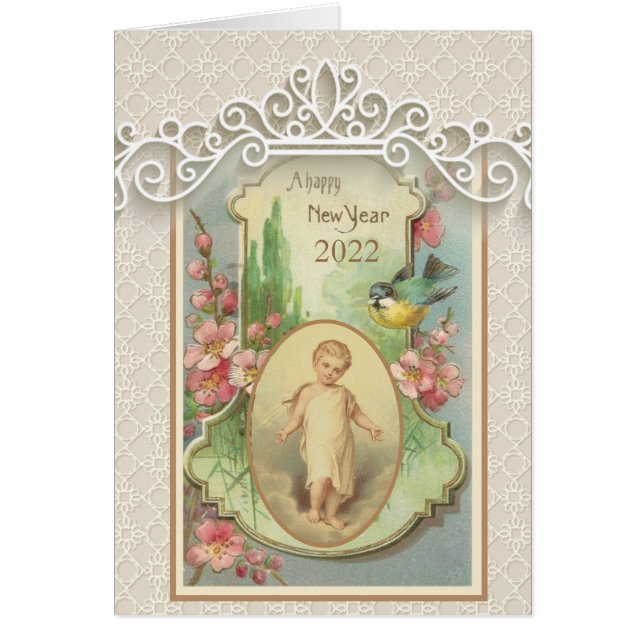Joyeux Nouvel An Enfant Jésus Religieux Floral (Devant)