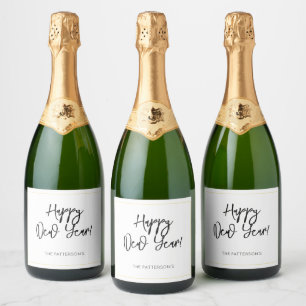 Joyeux Nouvel An NOM Vin Étincelant Étiquette Mode