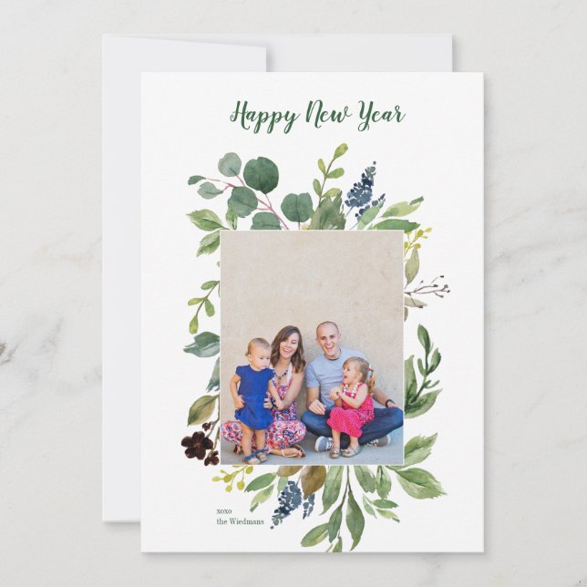 Joyeux Nouvel An Vert Carte de fin de année modern (Devant)