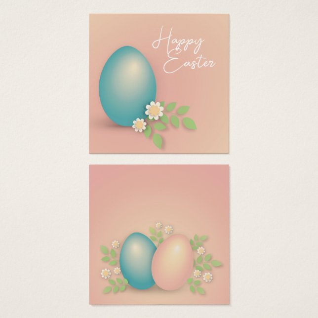 Joyeux OEuf de Pâques printemps pastel fleurs coul (Devant & derrière)