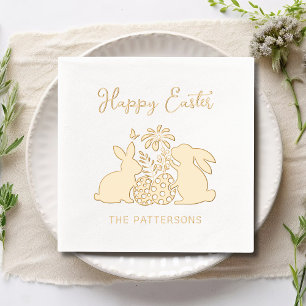 Joyeux Oeufs Fleurs de lapin de Pâques Nom personn