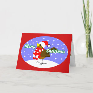 Joyeux Oiseau de Noël en neige Carte de Noël