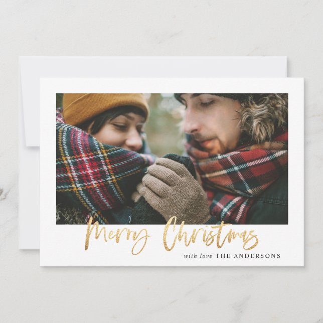 Joyeux or Noël rouge carte photo plaid (Devant)