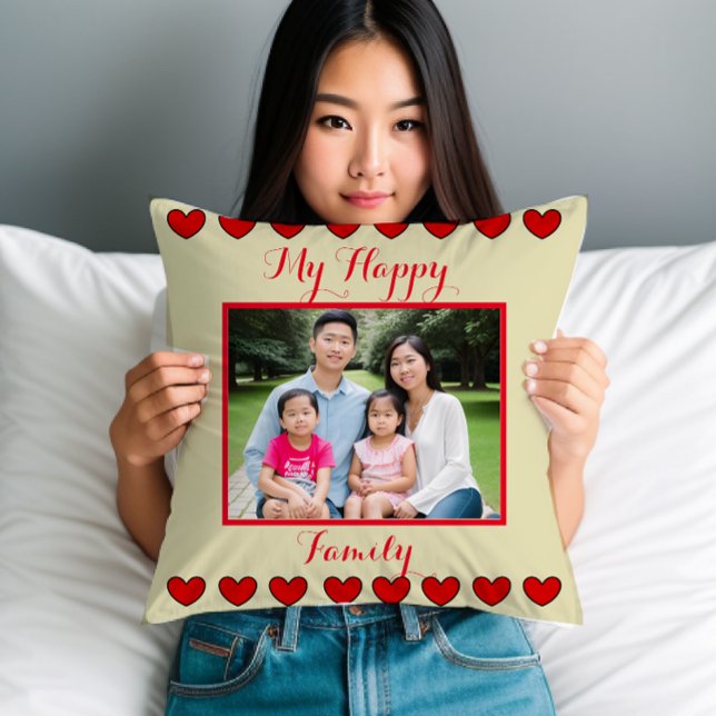 Joyeux Oreiller de famille personnalisé avec photo (Créateur téléchargé)
