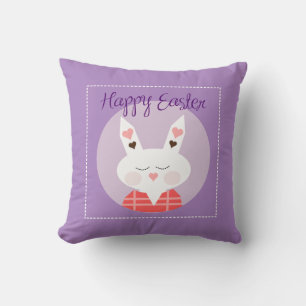 Joyeux Oreiller pourpre lapin de Pâques