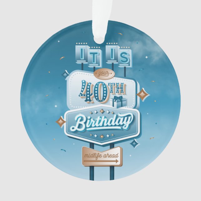 Joyeux ornement acrylique de 40e anniversaire (devant)