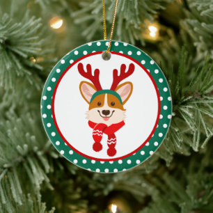 Joyeux ornement de corgi de Noël